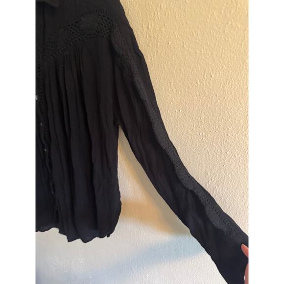 Free People black button up blouse - Picture 4 of 4